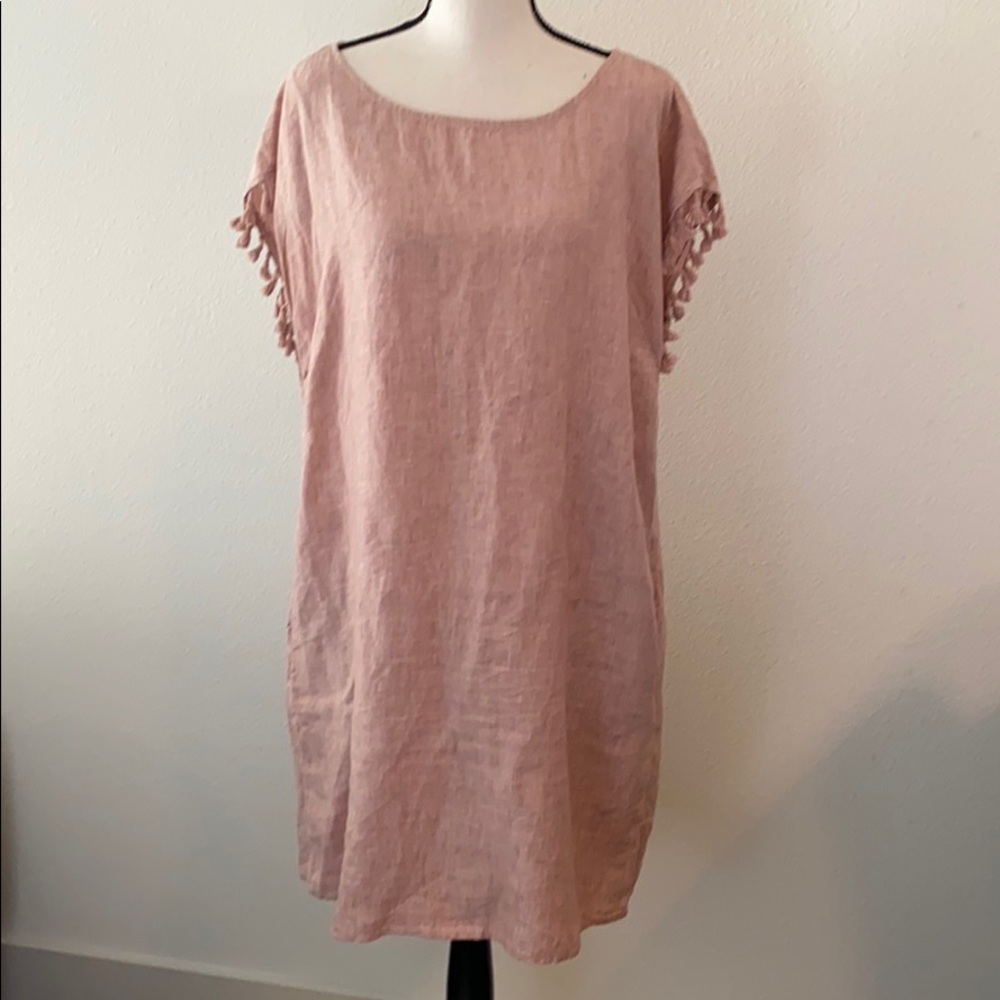 Antibes Blanc Linen Tassel Dress